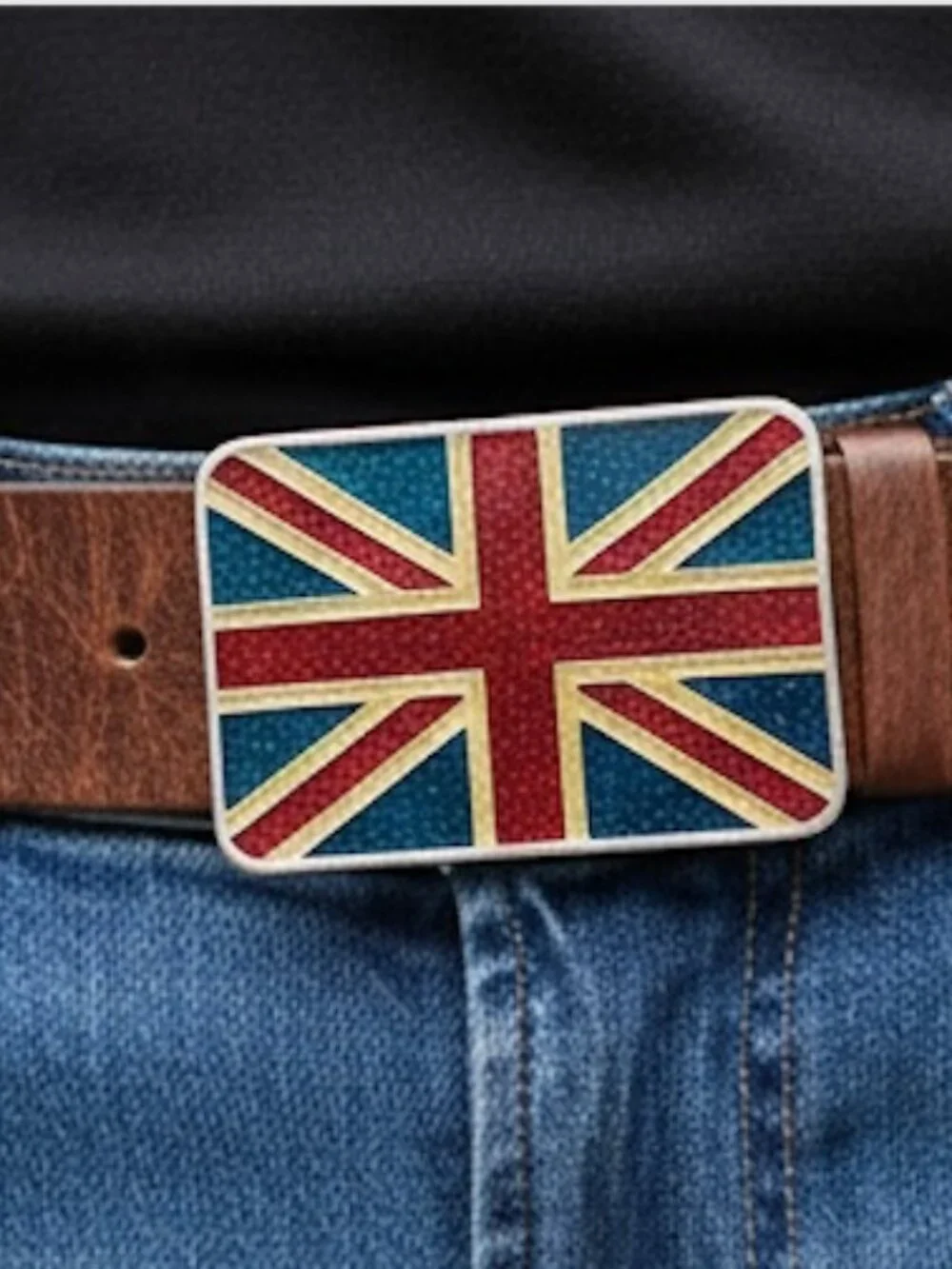 Union Jack Vintage Belt Buckle, Metal, Unisex, Excellent Condition, Made in USA
